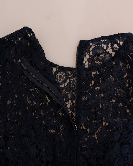 Dolce & Gabbana Blue Taormina Floral Lace Sheath Dress