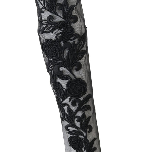 Dolce & Gabbana Black Floral Embroidered Socks Boots