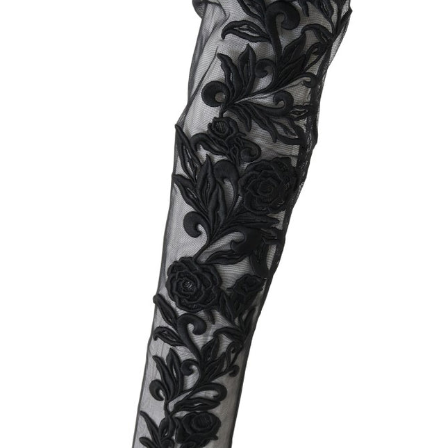 Dolce & Gabbana Black Floral Embroidered Socks Boots