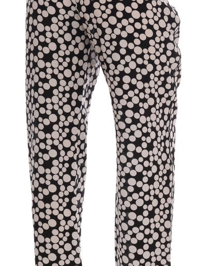 Dolce & Gabbana Black White Polka Dottes Silk Pants
