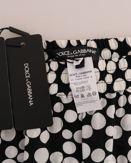 Dolce & Gabbana Black White Polka Dottes Silk Pants