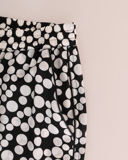 Dolce & Gabbana Black White Polka Dottes Silk Pants