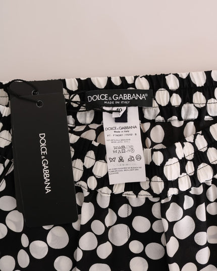 Dolce & Gabbana Black White Polka Dottes Silk Pants