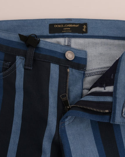Dolce & Gabbana Blue GIRLY Striped Cotton Jeans