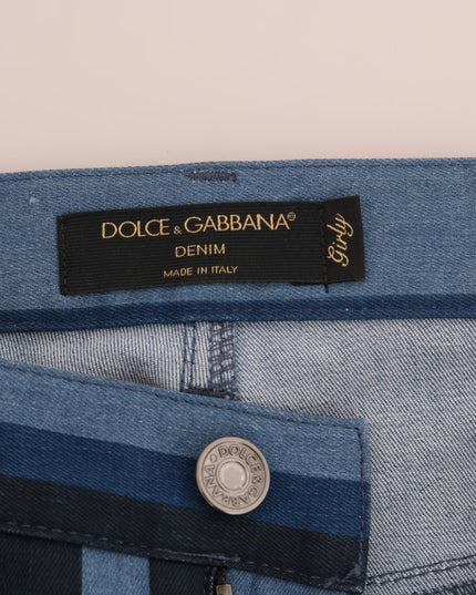 Dolce & Gabbana Blue GIRLY Striped Cotton Jeans