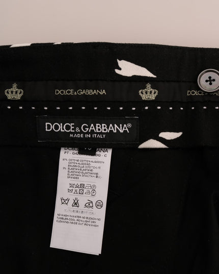Dolce & Gabbana Black Tree Cotton Stretch Pants