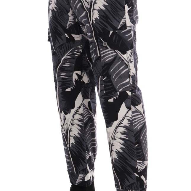 Dolce & Gabbana Gray Banana Leaf Cotton Pants