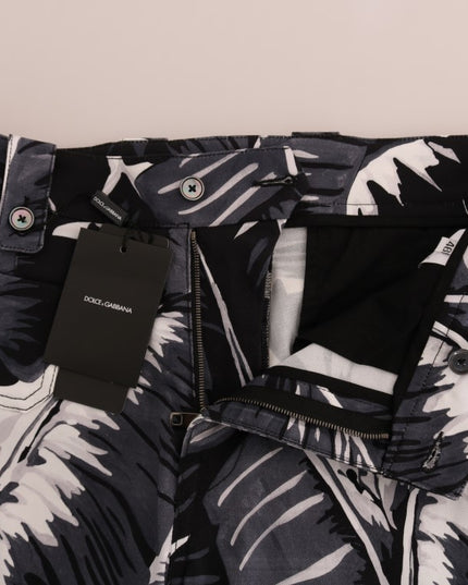 Dolce & Gabbana Gray Banana Leaf Cotton Pants