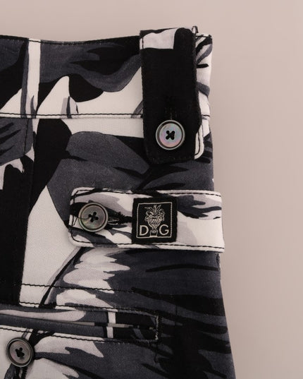 Dolce & Gabbana Gray Banana Leaf Cotton Pants