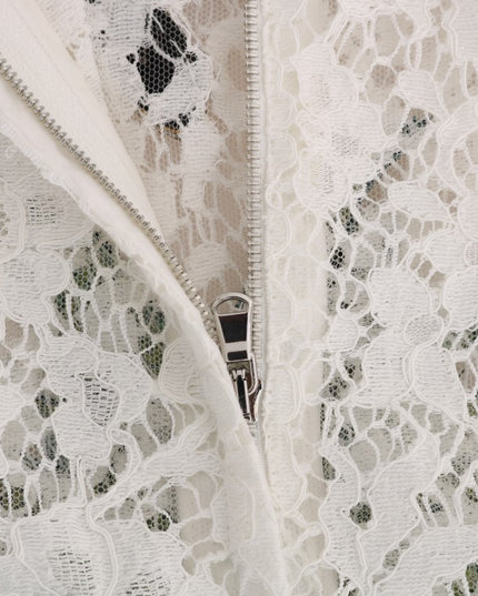 Dolce & Gabbana White Crystal Embellished Lace Blouse