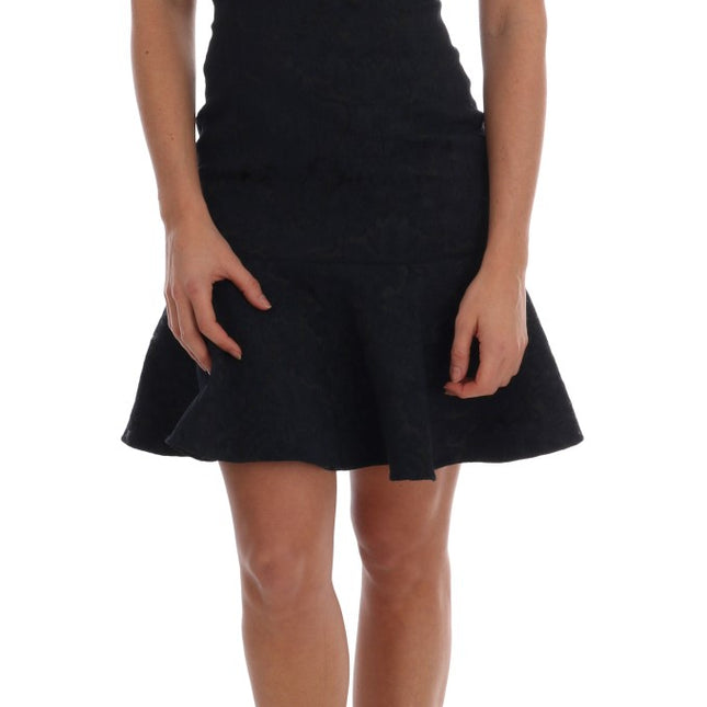 Dolce & Gabbana Black Blue Flare Mini Dress