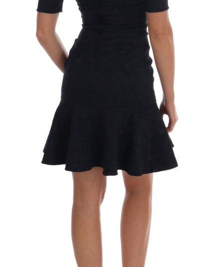 Dolce & Gabbana Black Blue Flare Mini Dress