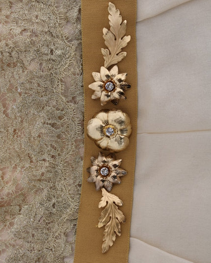Dolce & Gabbana Gold Silk Crystal Embellished Dress