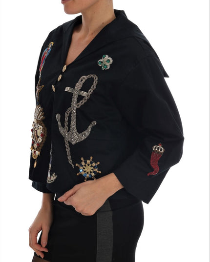 Dolce & Gabbana Blue Crystal MAMMA Sicily Jacket