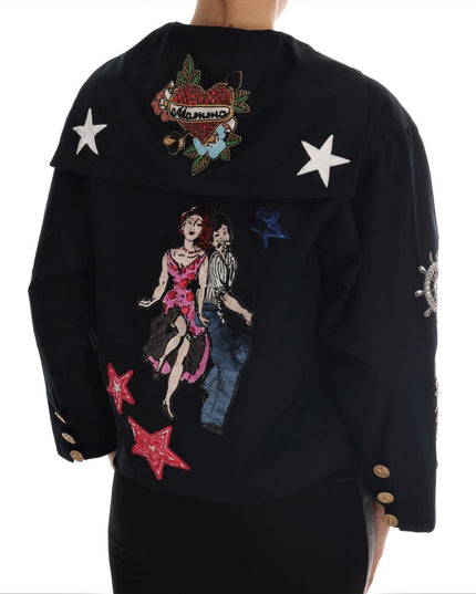 Dolce & Gabbana Blue Crystal MAMMA Sicily Jacket