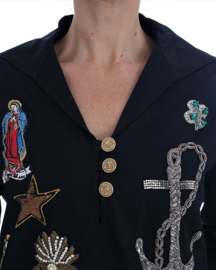 Dolce & Gabbana Blue Crystal MAMMA Sicily Jacket