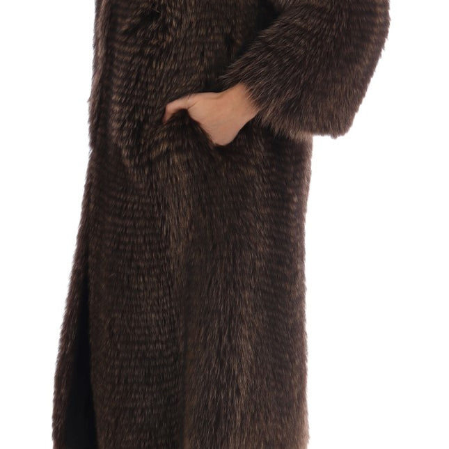 Dolce & Gabbana Brown Raccoon Fur Coat Jacket
