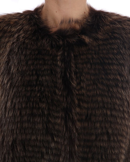 Dolce & Gabbana Brown Raccoon Fur Coat Jacket