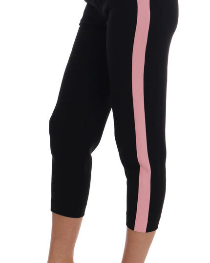 Dolce & Gabbana Black Stretch Pink Stripes Capri Pants
