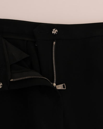 Dolce & Gabbana Black Stretch Pink Stripes Capri Pants