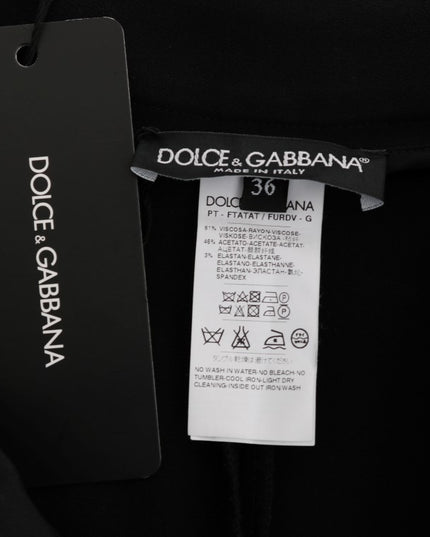 Dolce & Gabbana Black Stretch Pink Stripes Capri Pants