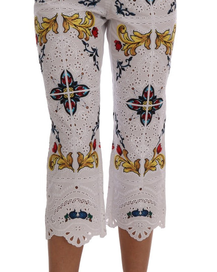 Dolce & Gabbana Mulicolor Majolica Cutout Capri Pants