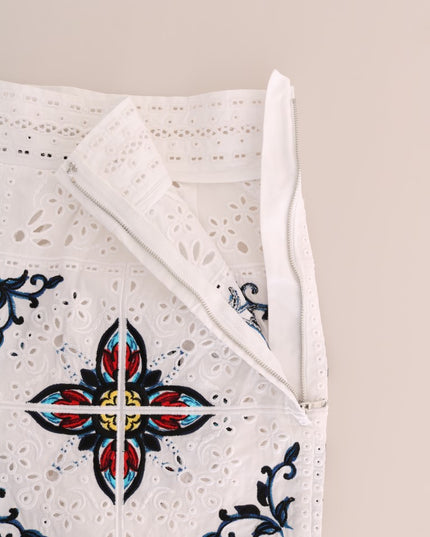 Dolce & Gabbana Mulicolor Majolica Cutout Capri Pants