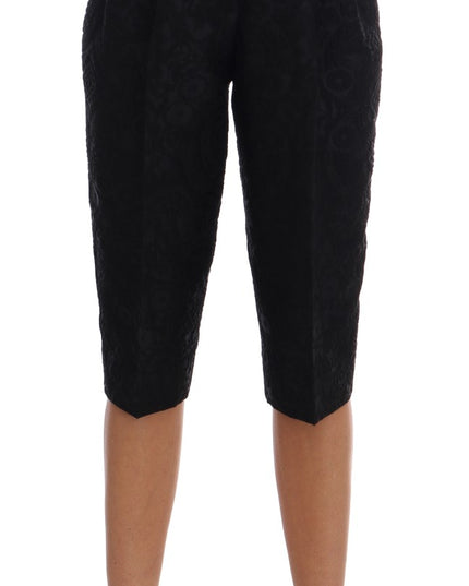 Dolce & Gabbana Black Brocade High Waist Capri Shorts