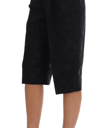 Dolce & Gabbana Black Brocade High Waist Capri Shorts