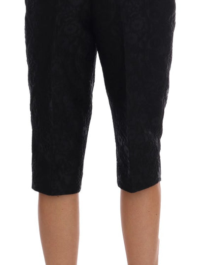 Dolce & Gabbana Black Brocade High Waist Capri Shorts
