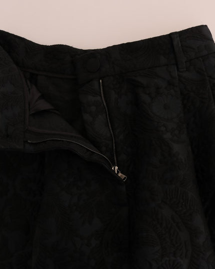 Dolce & Gabbana Black Brocade High Waist Capri Shorts