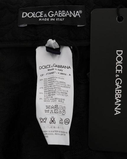 Dolce & Gabbana Black Brocade High Waist Capri Shorts