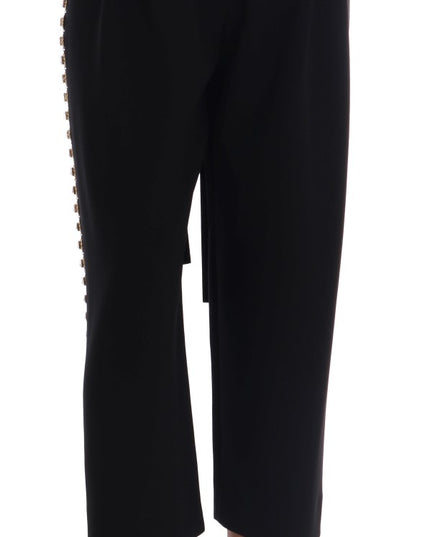 Dolce & Gabbana Black Wool Stretch Crystal Pants