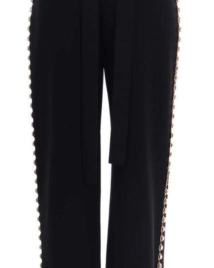 Dolce & Gabbana Black Wool Stretch Crystal Pants