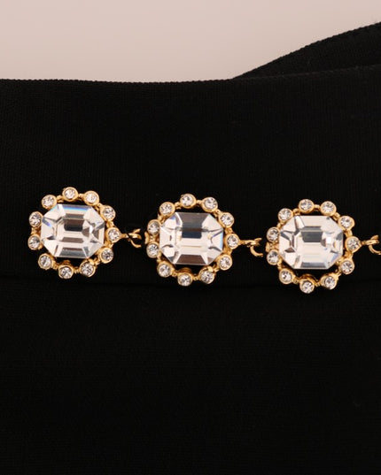 Dolce & Gabbana Black Wool Stretch Crystal Pants