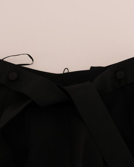 Dolce & Gabbana Black Wool Stretch Crystal Pants