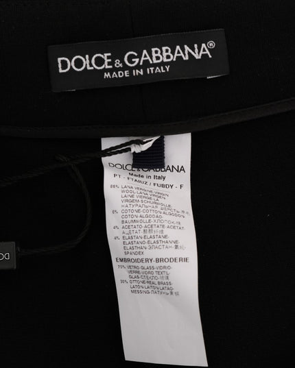 Dolce & Gabbana Black Wool Stretch Crystal Pants
