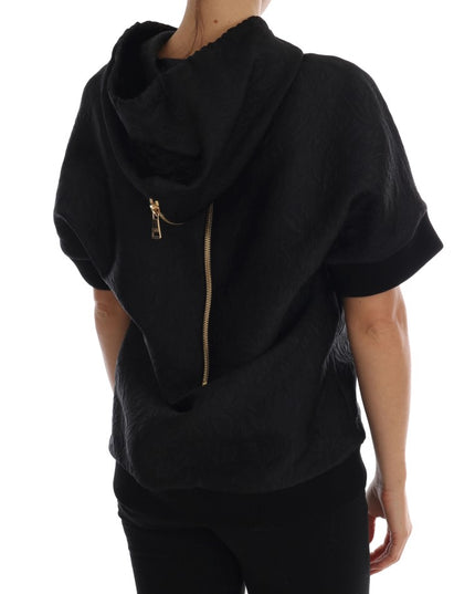 Dolce & Gabbana Black Fairy Tale Crystal Hooded Sweater