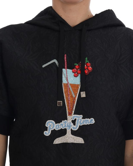 Dolce & Gabbana Black Fairy Tale Crystal Hooded Sweater