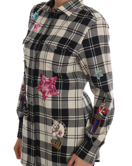 Dolce & Gabbana Black White Fairy Tale Crystal Shirt
