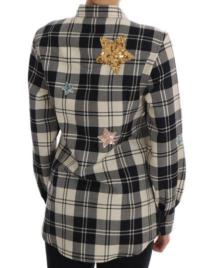 Dolce & Gabbana Black White Fairy Tale Crystal Shirt
