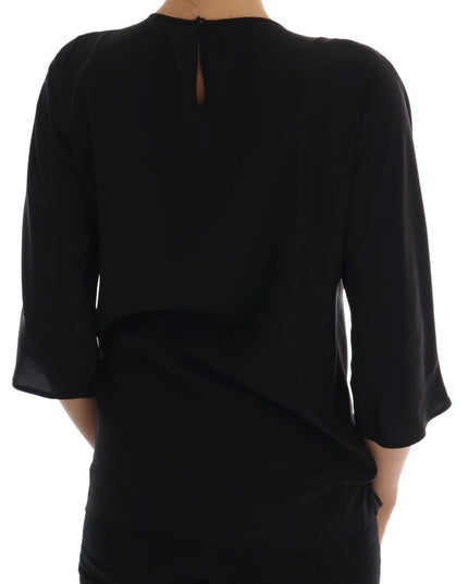 Dolce & Gabbana Black Silk Fairy Tale Top Crystal Blouse