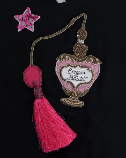 Dolce & Gabbana Black Silk Fairy Tale Top Crystal Blouse