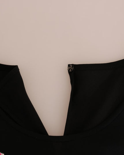 Dolce & Gabbana Black Silk Fairy Tale Top Crystal Blouse