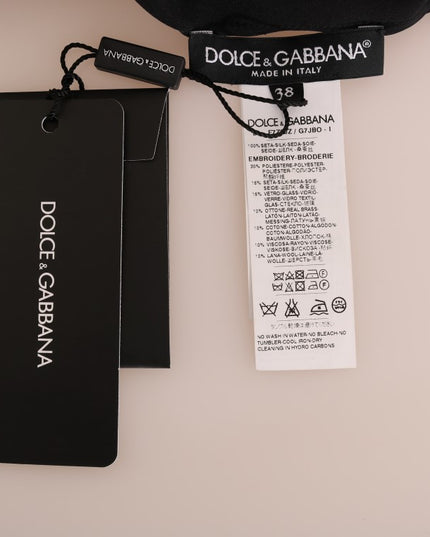 Dolce & Gabbana Black Silk Fairy Tale Top Crystal Blouse