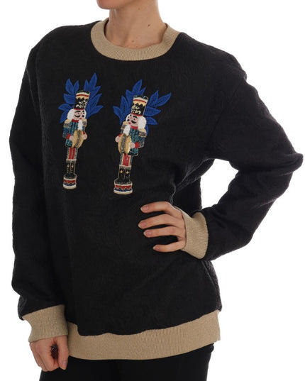 Dolce & Gabbana Black Fairy Tale Brocade Zipper Sweater