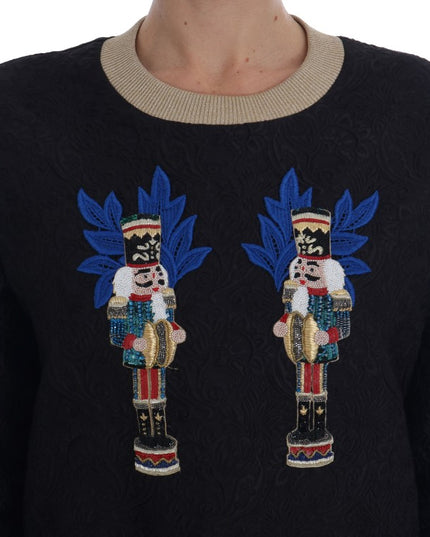 Dolce & Gabbana Black Fairy Tale Brocade Zipper Sweater
