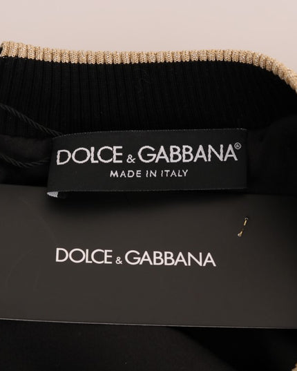 Dolce & Gabbana Black Fairy Tale Brocade Zipper Sweater