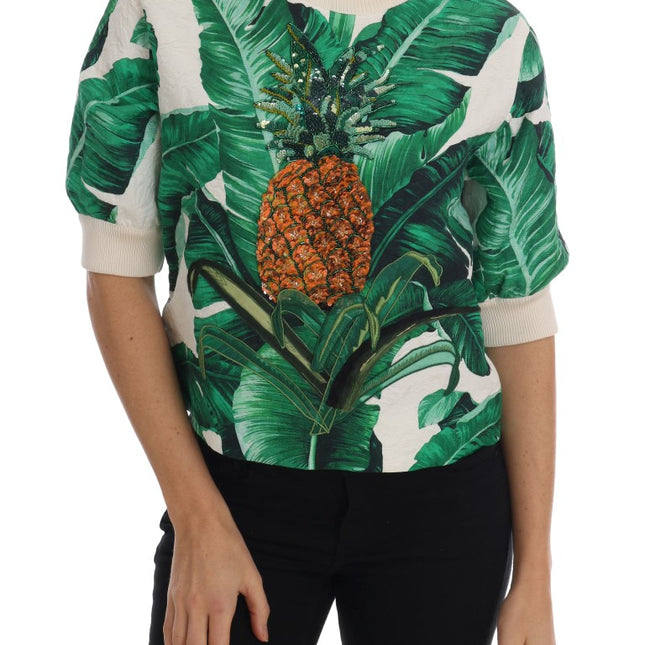 Dolce & Gabbana Pineapple Banana Sequins Crewneck Sweater