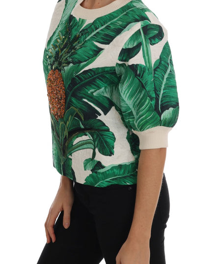 Dolce & Gabbana Pineapple Banana Sequins Crewneck Sweater